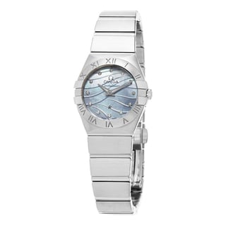 Omega Women's 123.10.24.60.57.001 'Constellation' Blue Mother of Pearl Diamond Dial Stainless Steel Quartz Watch