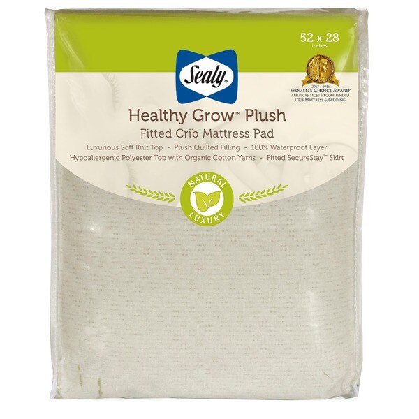 Sealy Healthy Grow Plush Infant Toddler Fitted Crib Mattress Pad with Waterproof Layer