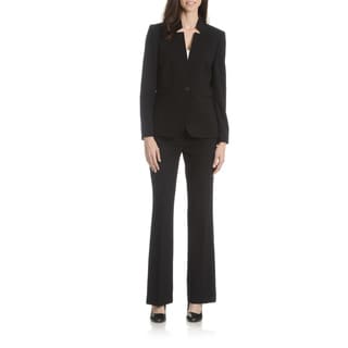 Tahari Arthur S. Levine Women's Black and Grey Inverted Collar 2-Piece Pant Suit