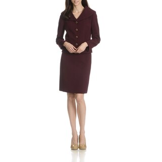 Tahari Arthur S. Levine Women's Shawl Collar Textured 2-Piece Skirt Suit
