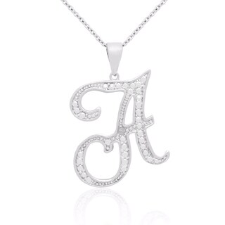 Finesque Silver Overlay Diamond Accent Initial Necklace (I-J, I2-I3)