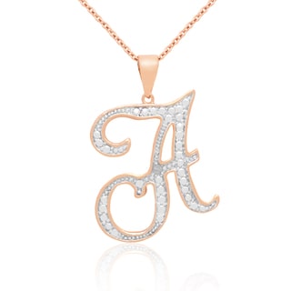 Finesque Rose Gold Overlay Diamond Accent Initial Necklace (I-J, I2-I3)
