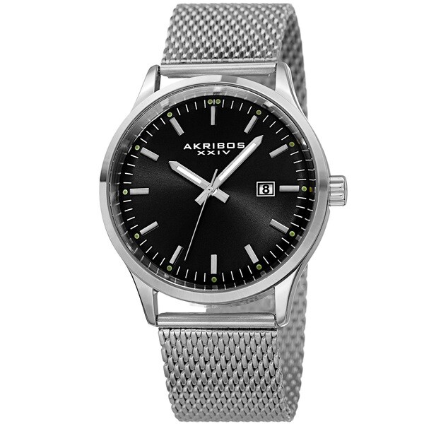Akribos XXIV Men's Japanese Quartz Stainless Steel Mesh Bracelet Watch