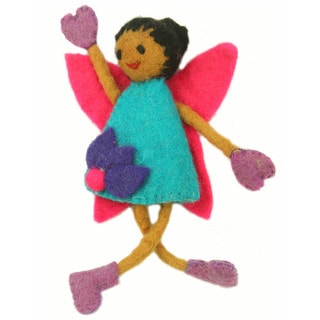 Hand Felted Tooth Fairy - Black Hair with Blue Dress - Global Groove