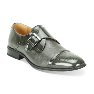 Giorgio Venturi Men's Grey Two-Tone Single Monk Strap Dress Shoes