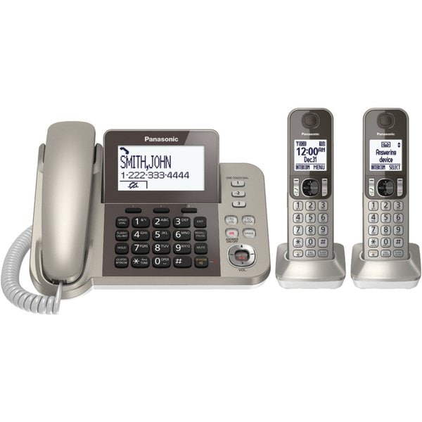 Panasonic KX-TGF352N Champagne Silver DECT 6.0 Plus Corded/ Cordless Landline Phone System (Refurbished)