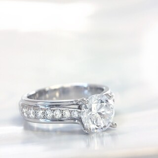 Lihara and Co. 18k White Gold 1/3ct TDW Semi-mount Diamond and CZ Center Ring (G-H, VS1-VS2)