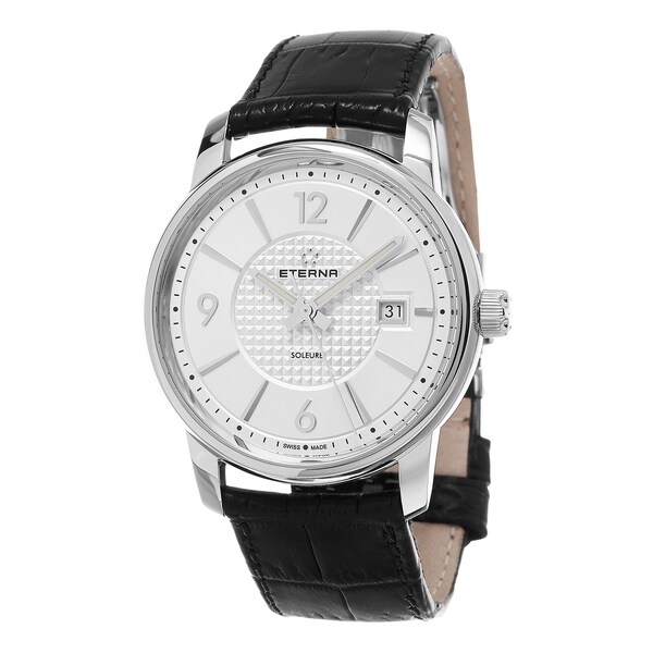 Eterna Men's 8310.41.13.1185 'Soleure' Silver Dial Black Leather Strap Swiss Automatic Watch