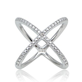 DB Designs Diamond Accent Criss-cross 'X' Ring