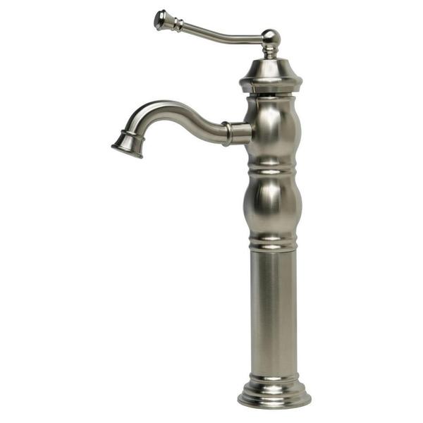 Traditional Single Hole 1-Handle Bathroom Vessel Faucet in Brushed Nickel