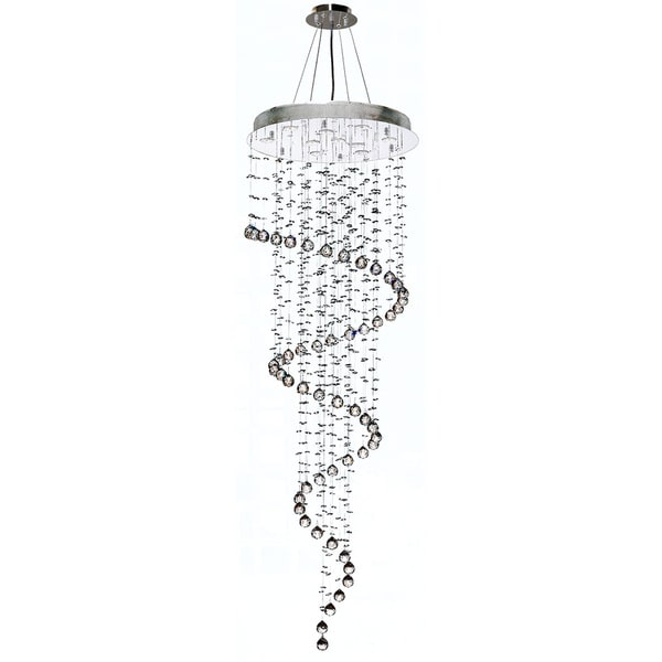 10 Light Chrome Finish And Clear Crystal Spiral Rain Drop Chandelier 10 Light Chrome Finish And Clear Crystal Spiral Rain Drop Chandelier