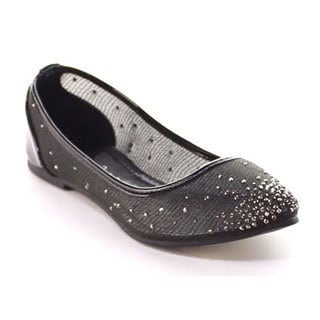 Beston Bb18 Women's Rhinestone Detail Slip On Ballet Flats