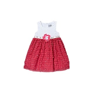 Mia Juliana Eyelet To Ruffle Dress With Spangles