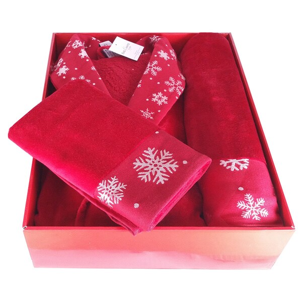 100percent Turkish Cotton Christmas Themed Holiday 3piece Bathrobe
