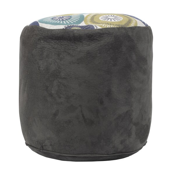 Grey Pinwheel Tapestry Pouf Ottoman