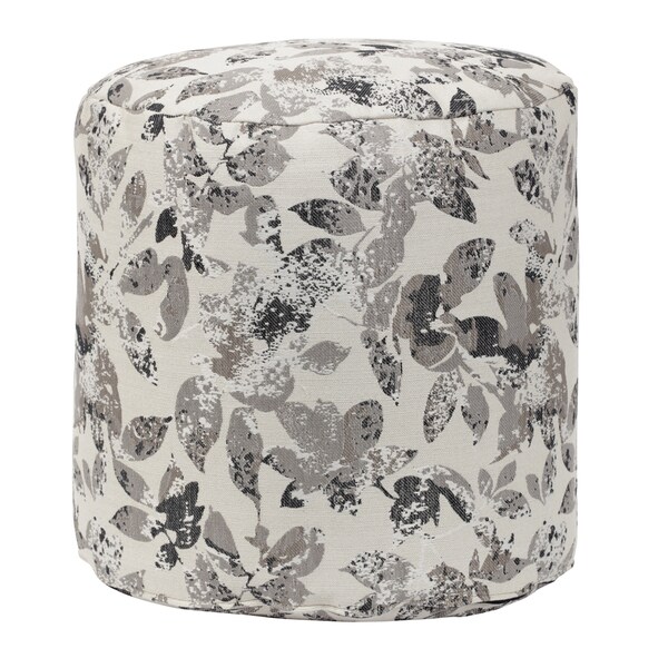 Silver Foliage Tapestry Pouf Ottoman