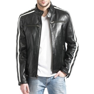 Men's Lamb Leather Moto Racer Jacket