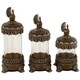 Peacock Handcraft Decorative Glass Canister Set - (Set of 3) 
