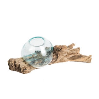 Hand-blown Glass Vase on Driftwood (Indonesia)