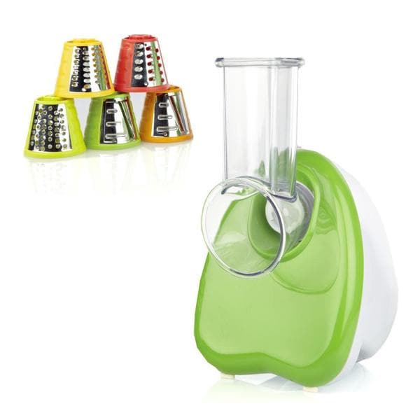 NutriChef PKELS70 White and Green Electric Salad Shooter and Shredder