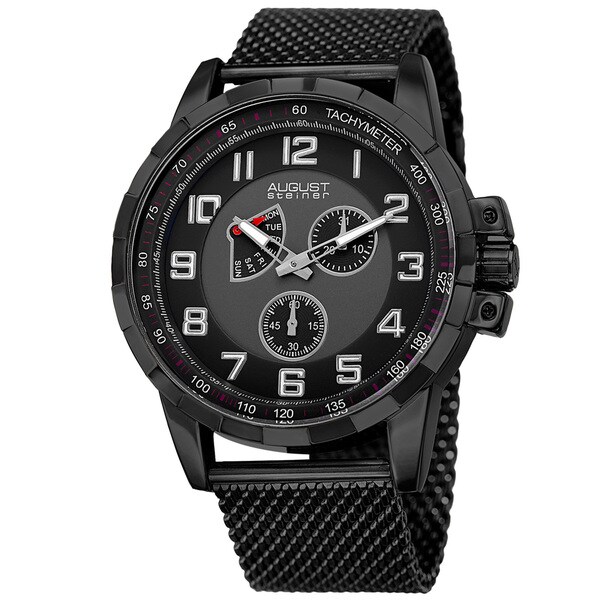 August Steiner Men's Quartz Japanese Quartz Stainless Steel Mesh Bracelet Watch