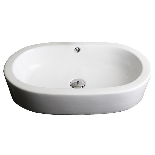 25-in. W x 15-in. D Semi-Recessed Oval Vessel In White Color For Wall ...