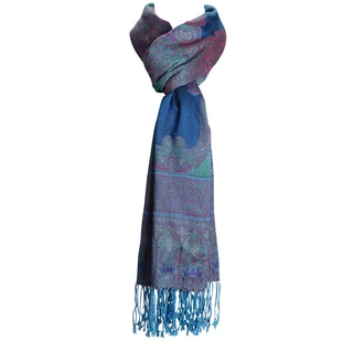 Brocade Paisley Pashmina Shawl with Fringe