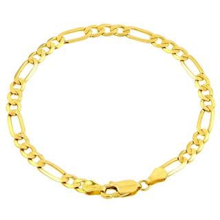 10k Yellow Gold Men's Figaro Chain Italian Bracelet