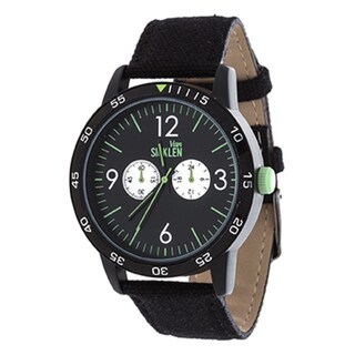 Van Sicklen Men's Black Case and Dial / Black Leather Strap Watch