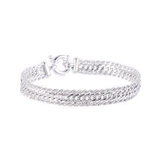 Pori Sterling Silver Rope and Cuban Fancy Bracelet
