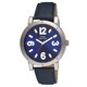 Unisex Silvertone Oversized Case Leather Strap Watch
