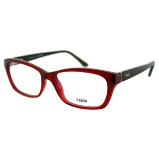 Fendi Women's FE 1034 604 Red and Black Plastic Rectangle Eyeglasses