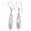 Sterling Silver 'Jasmine Dew' Rainbow Moonstone Earrings (Indonesia)