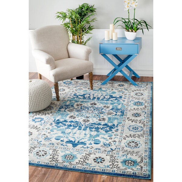 nuLOOM Traditional Persian Fancy Aqua Rug (5'3 x 7'9) (As Is Item)