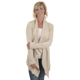 Journee Collection Women's Striped Ribbed Cardigan