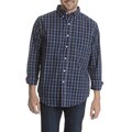 Narragansett Traders Men's Dark Blue Plaid Long Sleeve Collared Shirt