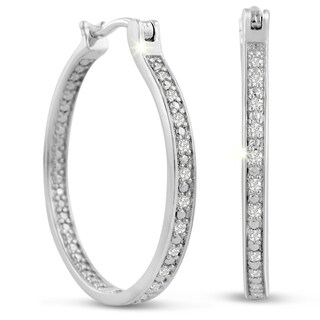 1/4 Carat Diamond Hoop Earrings, 1 1/4 Inches