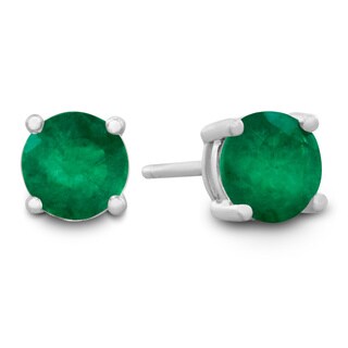 1/2Carat Natural Emerald Stud Earrings in Sterling Silver