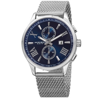Akribos XXIV Men's Swiss Quartz Multifunction Stainless Steel Mesh Bracelet Watch