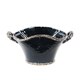 Ceramic Stadium Shaped Tapered Tuscan Pot with Handles Sm Distressed Gloss Midnight Blue 
