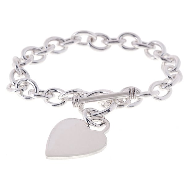 Sterling Essentials Sterling Silver 8-inch Heart Toggle Bracelet