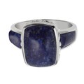 Sterling Silver 6.16ct 14x10mm Rectangle Shaped Lapis Ring