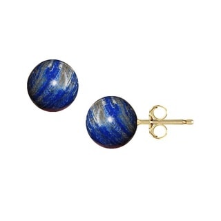 Pori 14k Yellow Gold Lapis Gemstone Ball Stud Earrings