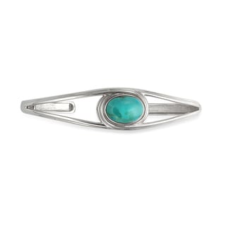 Sterling Silver Oval Turquoise Hinged Cuff Bracelet