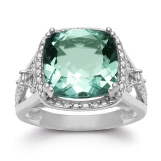 5 Carat Cushion Cut Halo Style Green Amethyst Ring