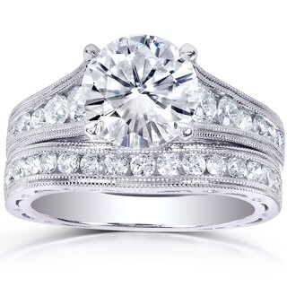 Annello 14k White Gold Certified 2 2/5ct TDW Channel Diamond Bridal Set (G, SI1)