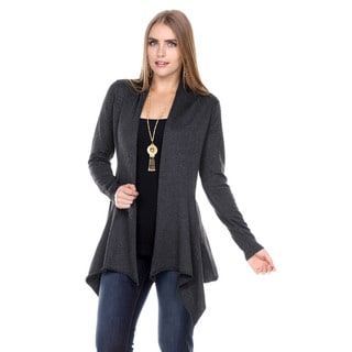 Stanzino Women's Flared Long-Sleeve Open Knit Cardigan