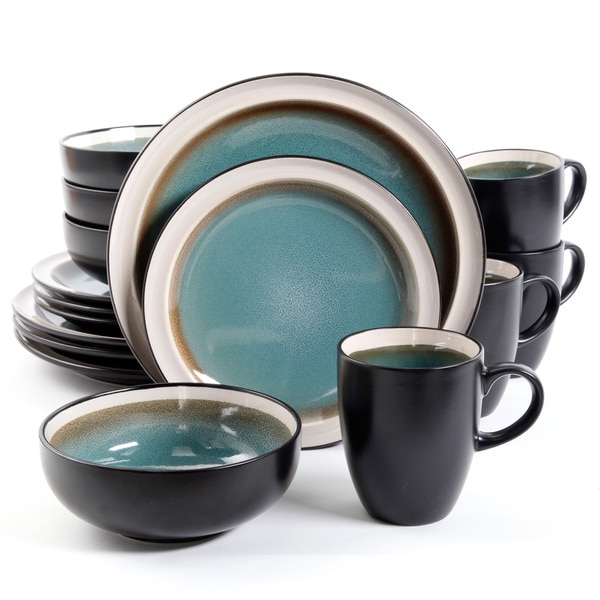 Central Ridge Blue 16-piece Dinnerware Set