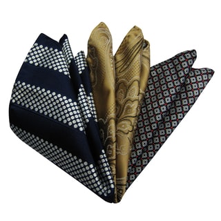 Dmitry Men's Italian Silk Pocket Squares (Pack of 3)