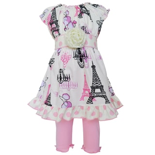 AnnLoren Boutique Poodles in Paris Dress/ Legging Spring Boutique Outfit